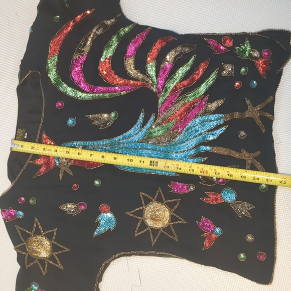 💙💜🩷💛100% Pure Silk Sequence Top - S 💙💜🩷💛 - Picture 7 of 8